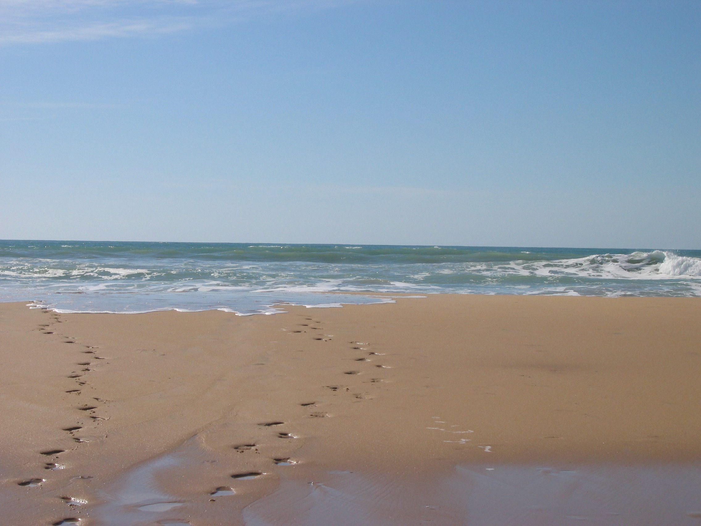 Fußabdrücke am Strand im Sand